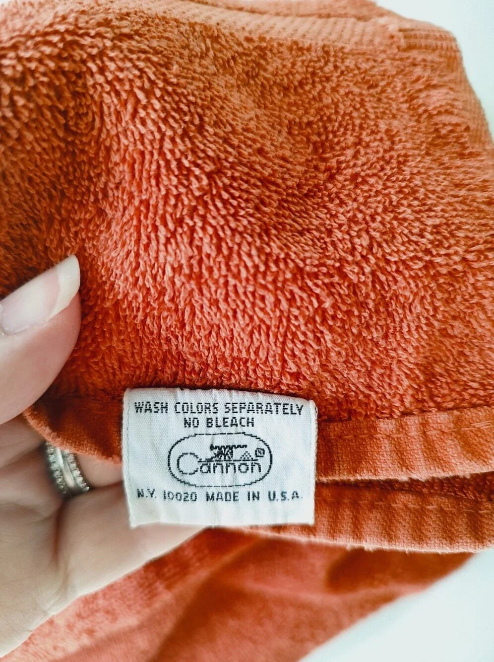 Vintage Royal Family By Cannon Orange 80s Bath Towel Cotton Made In USA